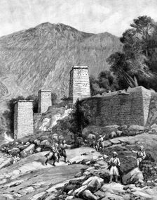 The Chitral Expedition: the Fort at Chitral as seen from the river, 1895. Creator: P Naumann