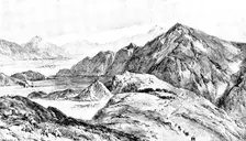 The Chitral Expedition: view of the Malakand Pass...Swat Valley and river in the distance, 1895. Creator: Carl Hentschel