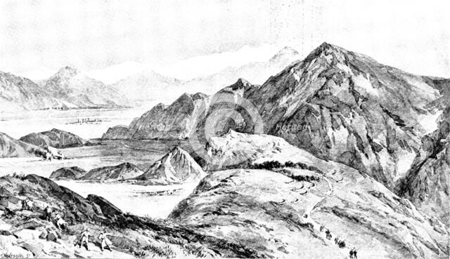 The Chitral Expedition: view of the Malakand Pass...Swat Valley and river in the distance, 1895. Creator: Carl Hentschel.