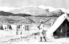 The Chitral Expedition:..Malakand Pass and the enemy's country from the Field Hospital, Jalala, 1895 Creator: William Barnes Wollen