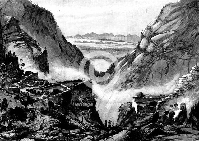 The Chitral Expedition: Mouth of Kashmir Smats Cave, in the Gorge of Pudja Mountain, Yusufzai, 1895. Creator: P Naumann.