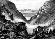 The Chitral Expedition: Mouth of Kashmir Smats Cave, in the Gorge of Pudja Mountain, Yusufzai, 1895. Creator: P Naumann