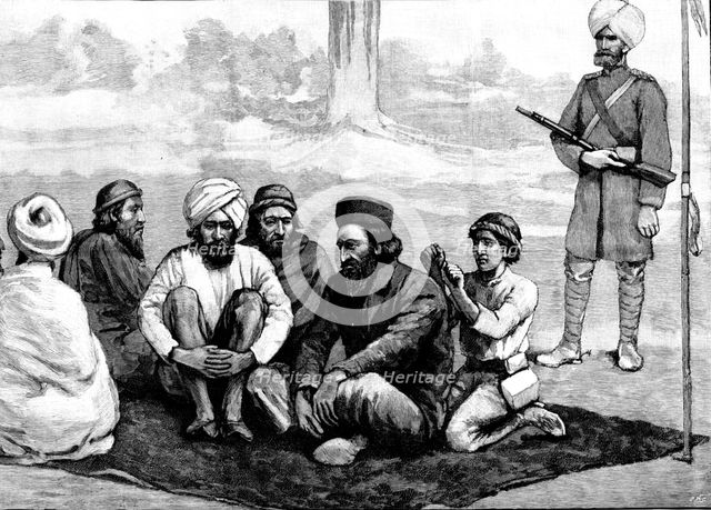 The Chitral Expedition: Sher Afzul Khan and Prisoners taken by the Khan of Dir..., 1895. Creator: P Naumann.