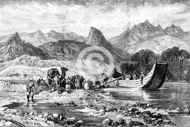 The Chitral Expedition: Swat River ferry at Abazai, 1895. Creator: P Naumann.