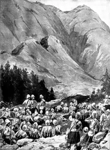 The Chitral Expedition: storming of the Malakand Pass by the Gordon Highlanders and Guides, 1895. Creator: George Meisenbach