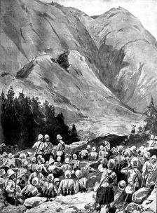 The Chitral Expedition: storming of the Malakand Pass by the Gordon Highlanders and Guides, 1895. Creator: George Meisenbach