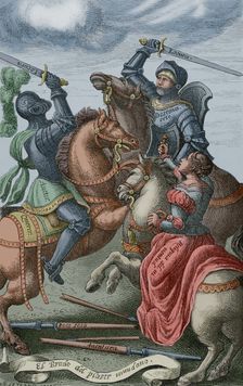 The chivalry represented by allegorical characters, 1553, (1877). Creator: Unknown