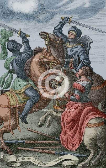 The chivalry represented by allegorical characters, 1553, (1877).  Creator: Unknown.