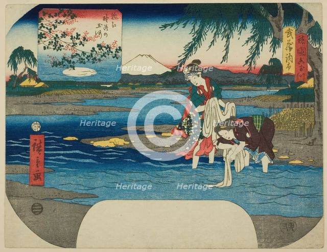 The Chofu Jewel River in Musashi Province (Musashi Chofu) and the Noji Jewel River in Omi ..., 1855. Creator: Ando Hiroshige.