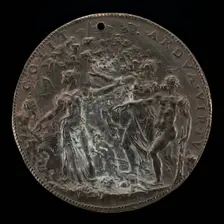 The Choice of Hercules before Parnassus: The Steep Path of Virtue...[reverse], 1548/1549. Creator: Leone Leoni