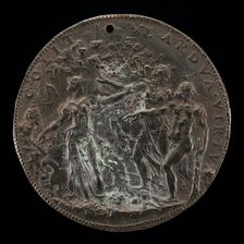 The Choice of Hercules before Parnassus: The Steep Path of Virtue...[reverse], 1548/1549. Creator: Leone Leoni