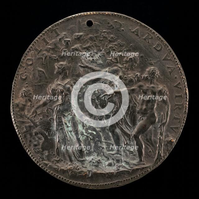 The Choice of Hercules before Parnassus: The Steep Path of Virtue...[reverse], 1548/1549. Creator: Leone Leoni.