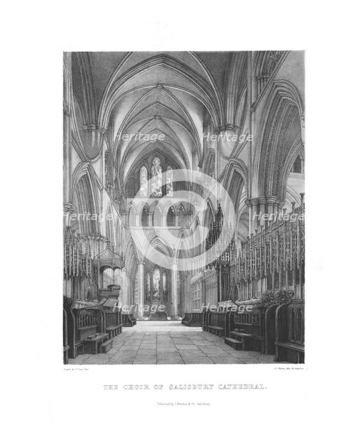 'The Choir of Salisbury Cathedral', (c19th century). Artist: W Gray Junior.