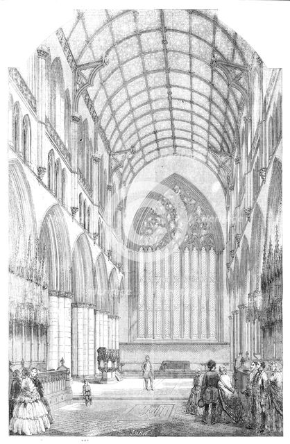 The Choir of the Cathedral Church of St. Mary, Carlisle, restored, 1857. Creator: J. & A.W..