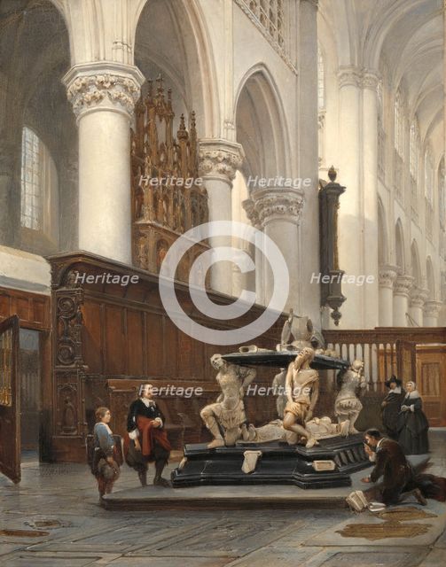 The Choir of the O.L.-Vrouwekerk in Breda with the Tomb of Engelbert II of Nassau, 1843. Creator: Johannes Bosboom.
