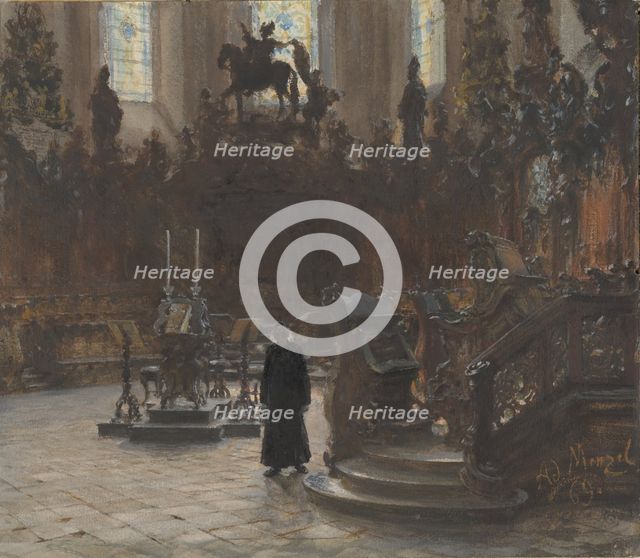 The Choirstalls in the Mainz Cathedral, 1869. Creator: Adolph Menzel.