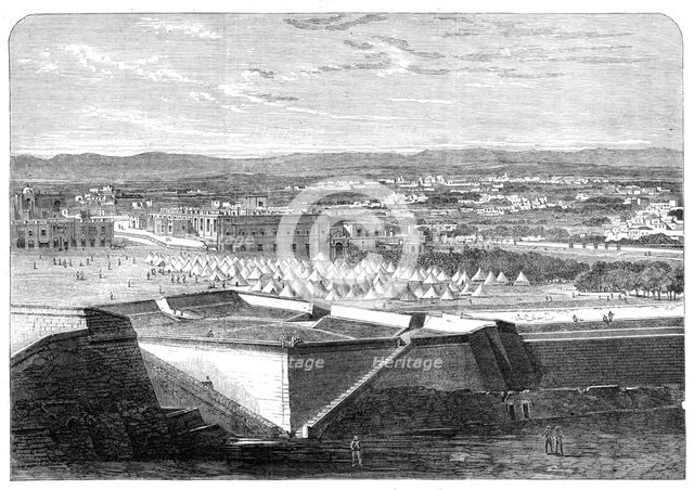The Cholera at Malta: sanitary encampment of the 4th (King's Own) Regiment on the Floriana, 1865. Creator: Unknown.