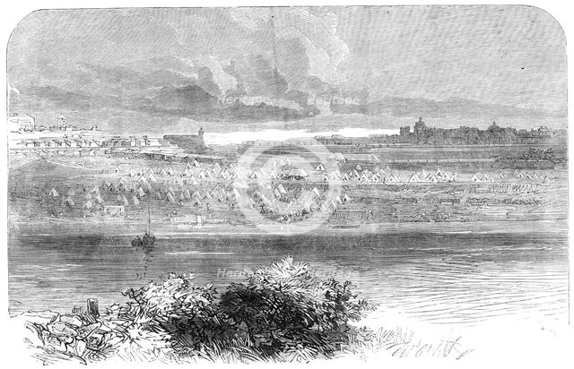 The Cholera at Malta: the 100th Regiment encamped on the glacis of Fort Manoel, 1865. Creator: Unknown.