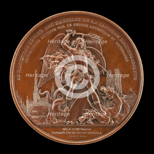 The Cholera Epidemics of 1849 and 1854 [reverse], 1854. Creator: Joseph Pierre Braemt.