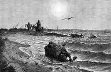 The Cholera in Egypt: its source and cause - scene on the shore at Damietta..., 1883. Creator: Unknown