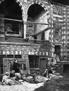 The Cholera in Egypt: scene in the courtyard of a house at Cairo, 1883. Creator: George Montbard