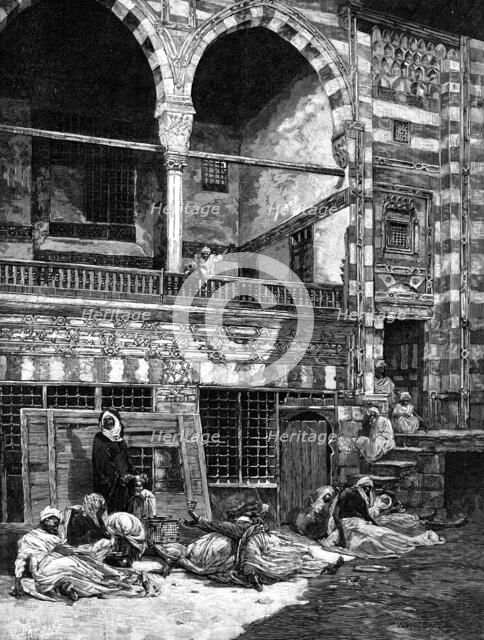 The Cholera in Egypt: scene in the courtyard of a house at Cairo, 1883. Creator: George Montbard.