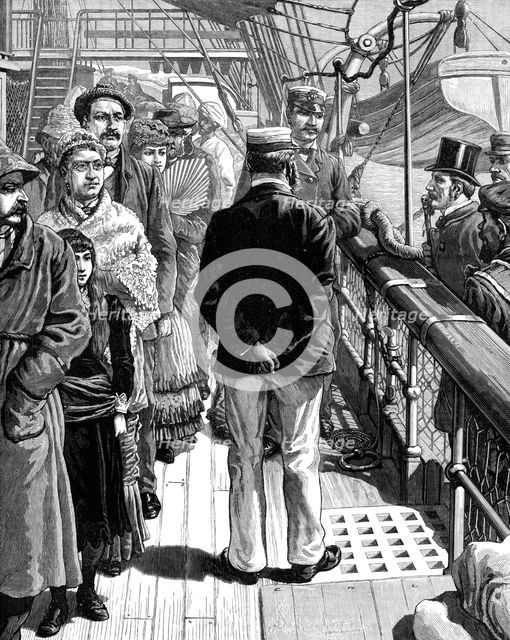 The Cholera in Egypt: quarantine examination at Brindisi, 1883. Creator: Unknown.