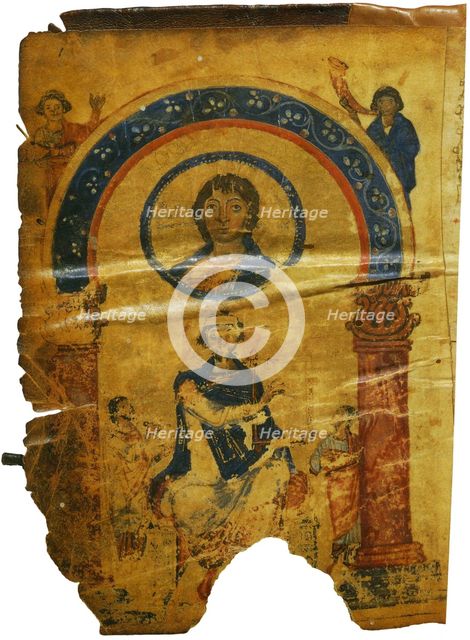 The Chludov Psalter. Christ Emmanuel. King David Enthroned, ca 850.