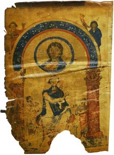 The Chludov Psalter. Christ Emmanuel. King David Enthroned, ca 850
