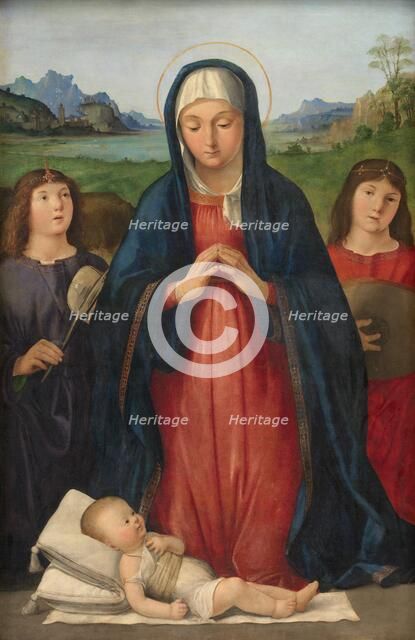 The Christ Child Worshipped by Mary, 1480-1524. Creator: Antonio Solario.