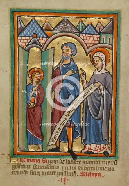 The Christ Child Found by His Parents in the Temple, about 1190-1200; text added about 1480-1490. Creator: Unknown.