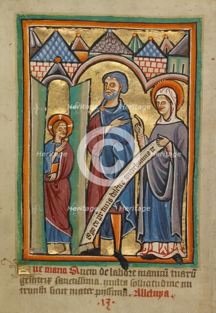 The Christ Child Found by His Parents in the Temple, about 1190-1200; text added about 1480-1490. Creator: Unknown.