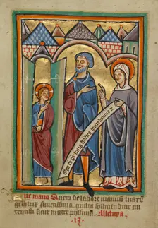 The Christ Child Found by His Parents in the Temple, about 1190-1200; text added about 1480-1490. Creator: Unknown