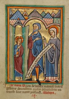 The Christ Child Found by His Parents in the Temple, about 1190-1200; text added about 1480-1490. Creator: Unknown