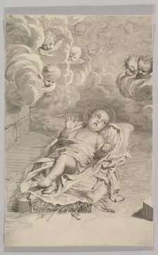 The Christ Child on a Bed of Straw, 1662. Creator: Claude Mellan