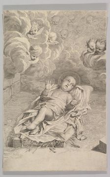 The Christ Child on a Bed of Straw, 1662. Creator: Claude Mellan