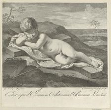 The Christ Child sleeping on a cross in a landscape, crown of thorns in the foreground,..., 1765-80. Creator: Gaetano Gandolfi