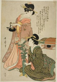 The Chrysanthemum Festival in the Ninth Month, from an untitled pentaptych of the five..., c. 1803. Creator: Kitagawa Utamaro