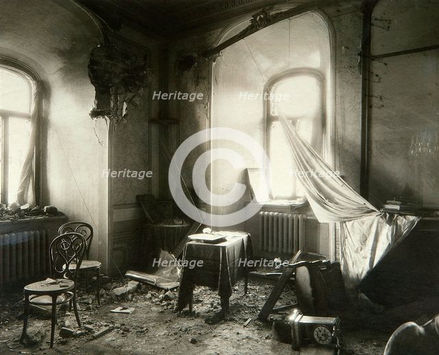 The Chudov Monastery in the Moscow Kremlin after shelling in November 1917. Artist: Pyotr Petrovich Pavlov
