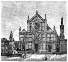 The church and piazza of Santa Croce Basilica, Florence, Italy, 1882