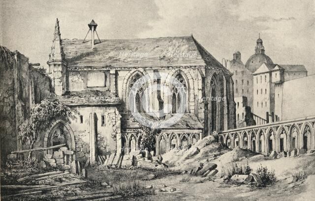 'The Church and the Cloister of the College of Cluny in 1824', 1915. Artist: Unknown.