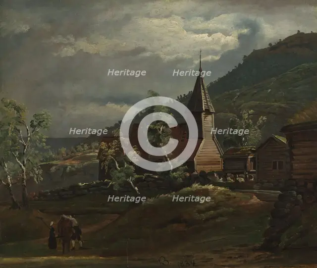 The Church at Gaupne in Sogn, c1830-1879. Creator: Knud Baade.