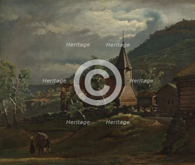 The Church at Gaupne in Sogn, c1830-1879. Creator: Knud Baade.