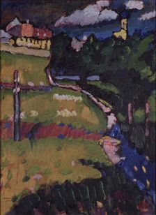 The Church in Murnau. Study, 1908-1909. Artist: Kandinsky, Wassily Vasilyevich (1866-1944)