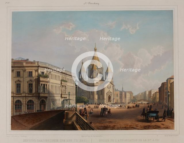 The Church of the Annunciation of the Life Guard Mounted regiment in Saint Petersburg, 1840s.