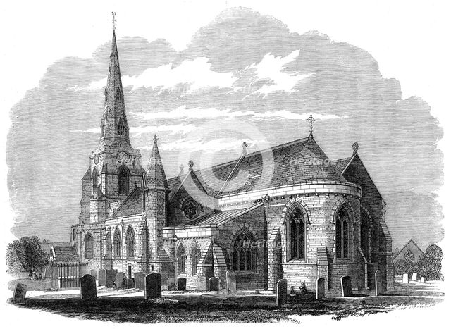 The Church of the Holy Sepulchre at Northampton, in process of restoration, 1862. Creator: Unknown.