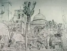 The Church of the Holy Sepulchre from the Garden of the Greek Monastery 1902. Creator: John Fulleylove
