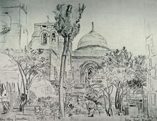 The Church of the Holy Sepulchre from the Garden of the Greek Monastery 1902. Creator: John Fulleylove