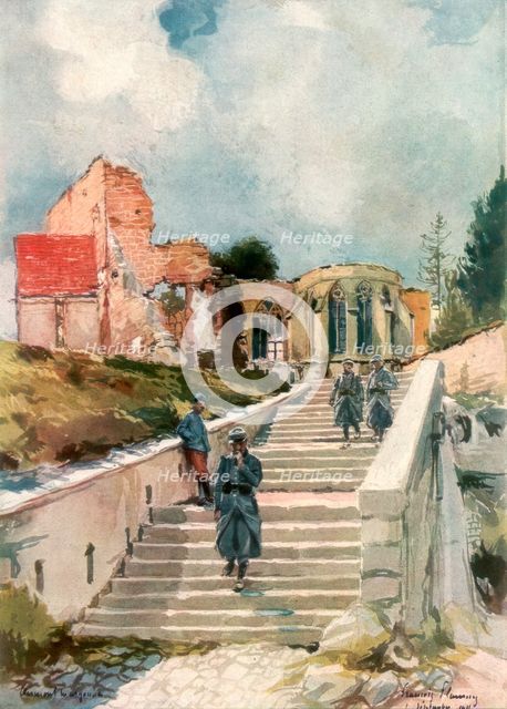 'The Church of Clermont-en-Argonne', France, 1915, (1926).Artist: Francois Flameng