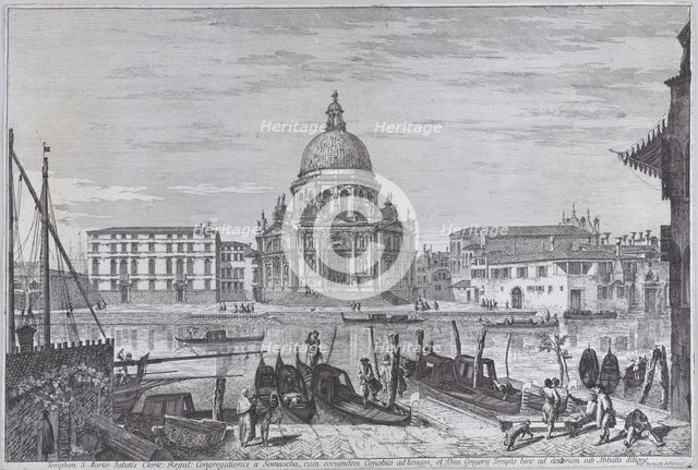 The church of Santa Maria della Salute seen across the water with gondolas in the foregrou..., 1741. Creator: Michele Marieschi.